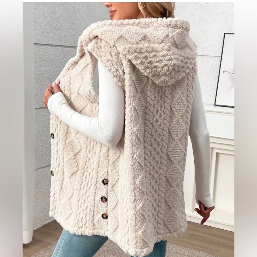 Women's New Autumn/Winter Solid Color Sleeveless Hooded Coral Fleece Jacket